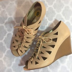 Nude lace up sandals